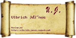 Ulbrich János névjegykártya